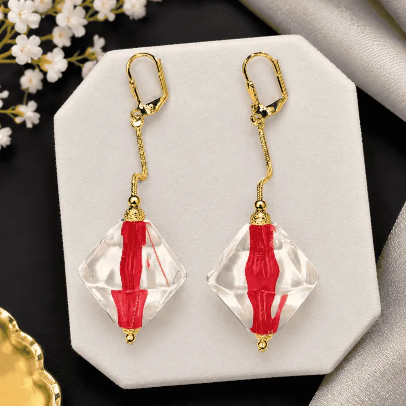 Elegant Red Crystal Drop Earrings 🧏