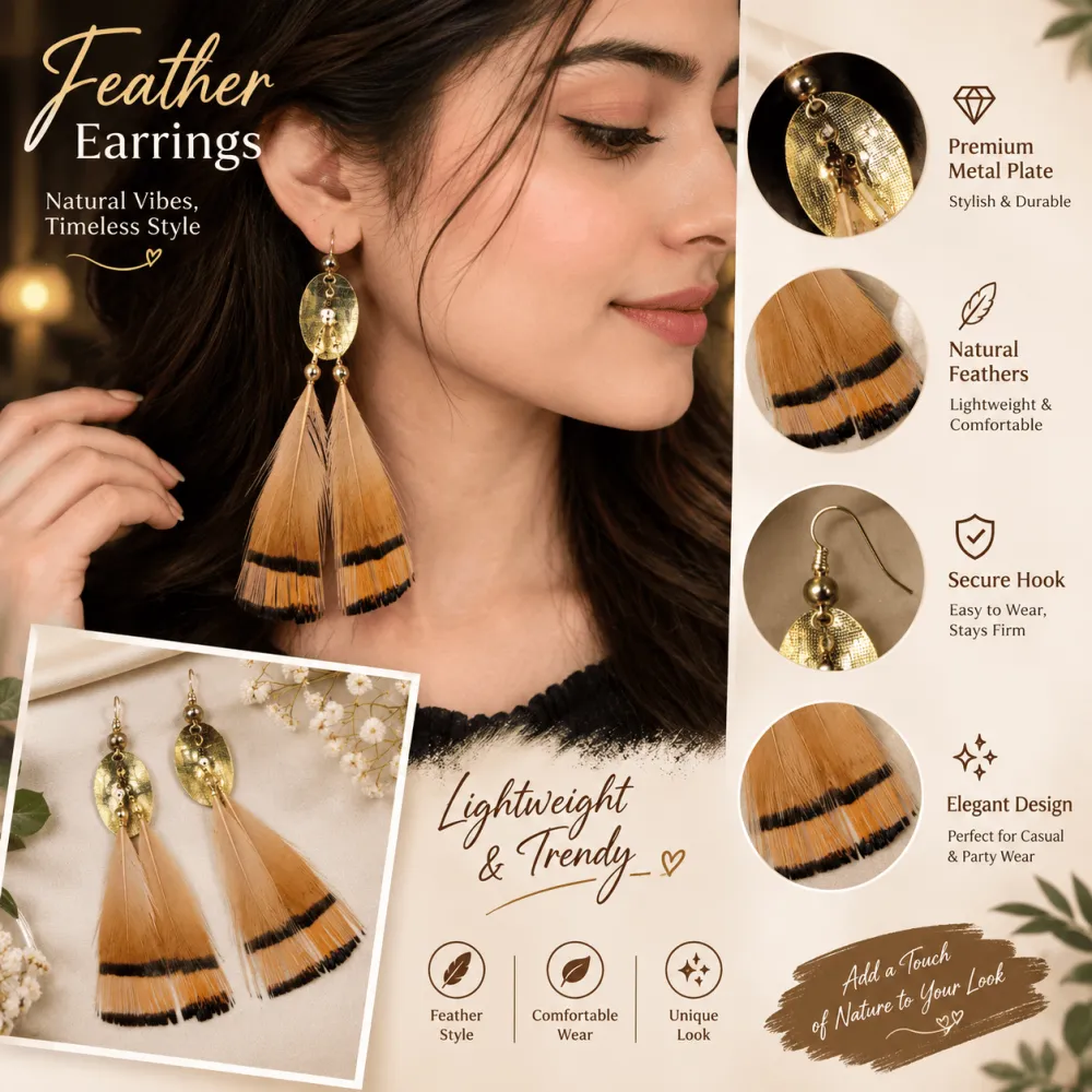 Golden Feather Elegance Earrings