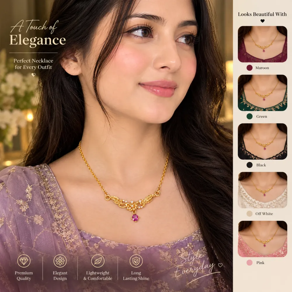 Royal Pink Gem Golden Necklace