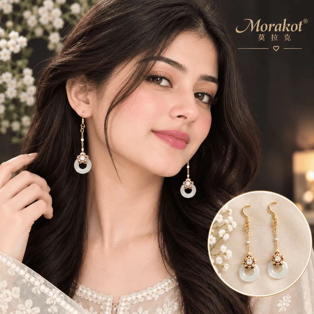 Golden Floral Drop Earrings