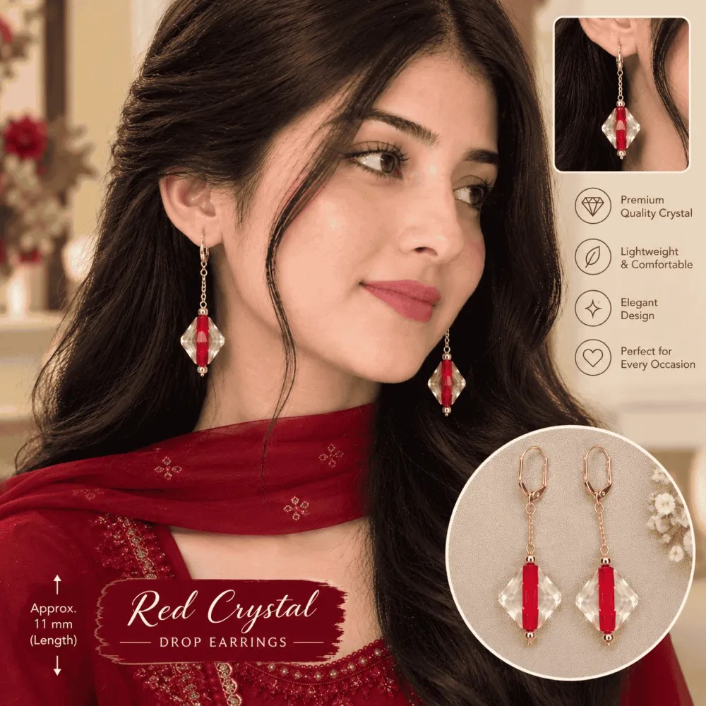 Elegant Red Crystal Drop Earrings 🧏