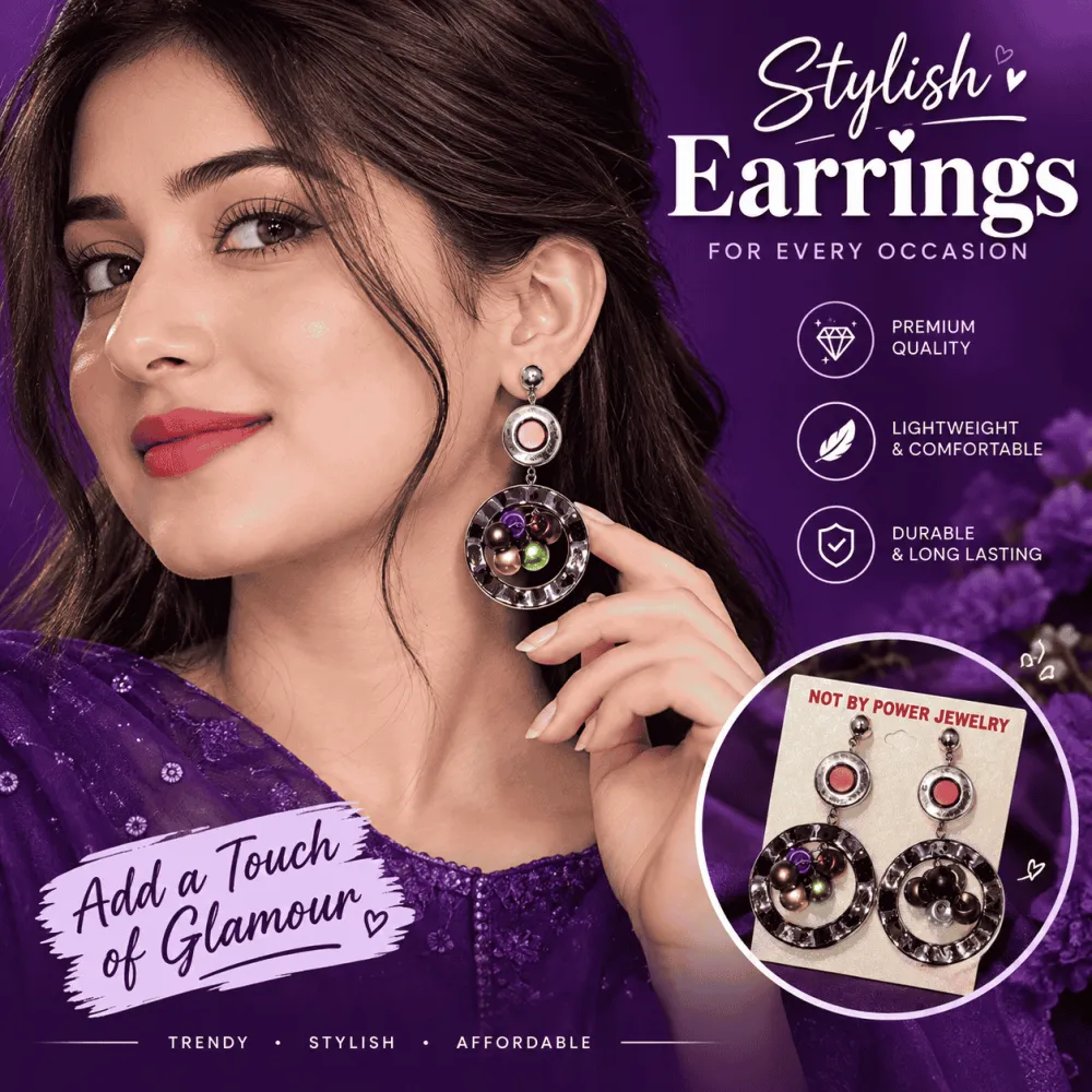 Multicolor Silver Hoop Drop Earrings