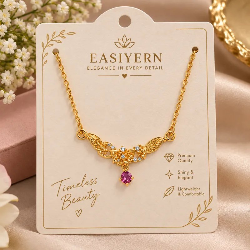 Royal Pink Gem Golden Necklace