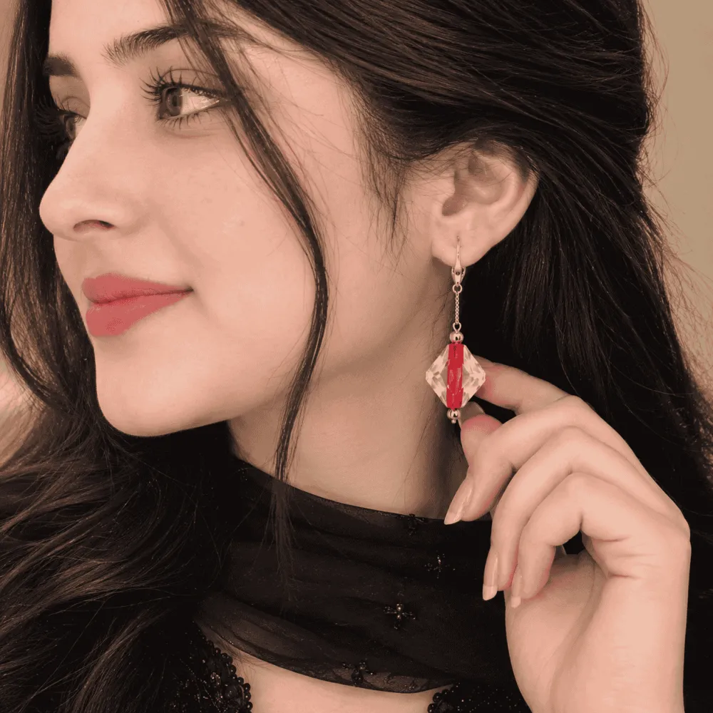 Elegant Red Crystal Drop Earrings 🧏
