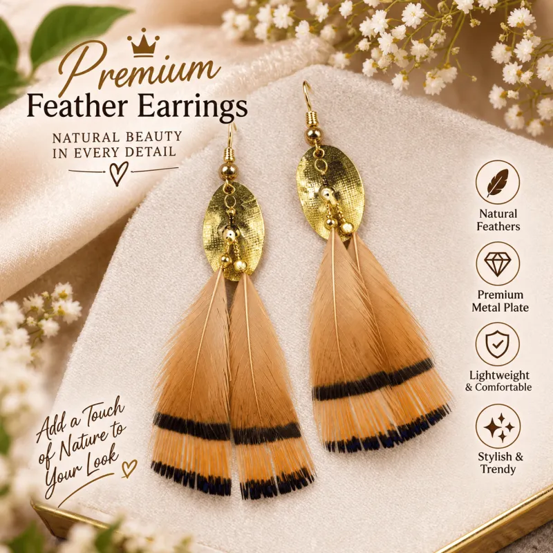 Golden Feather Elegance Earrings